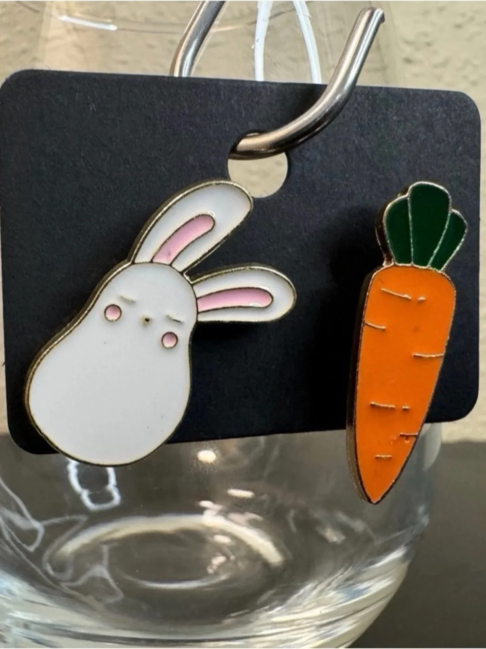 Bunny & Carrot Enamel Kids Earrings - White, Orange & Green